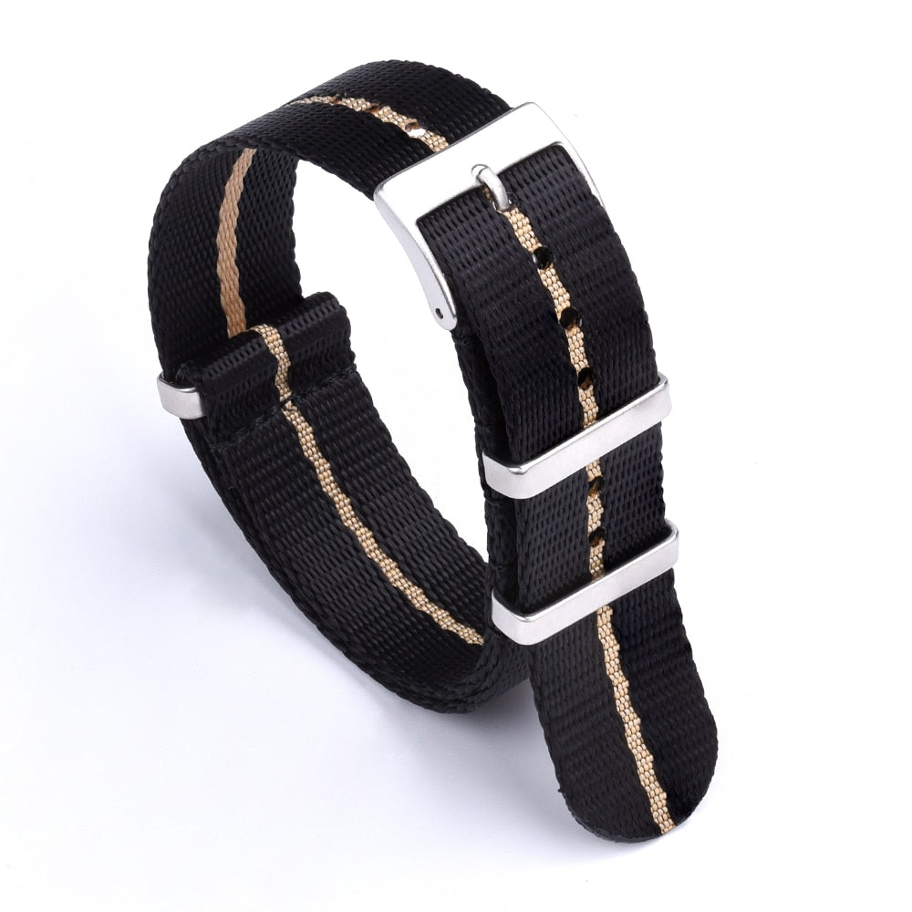 Premium Quality Smooth Nylon Strap 20mm 22mm Bracelet Pin Buckle SeatBelt Watch Bands For Men's Watch Accessories