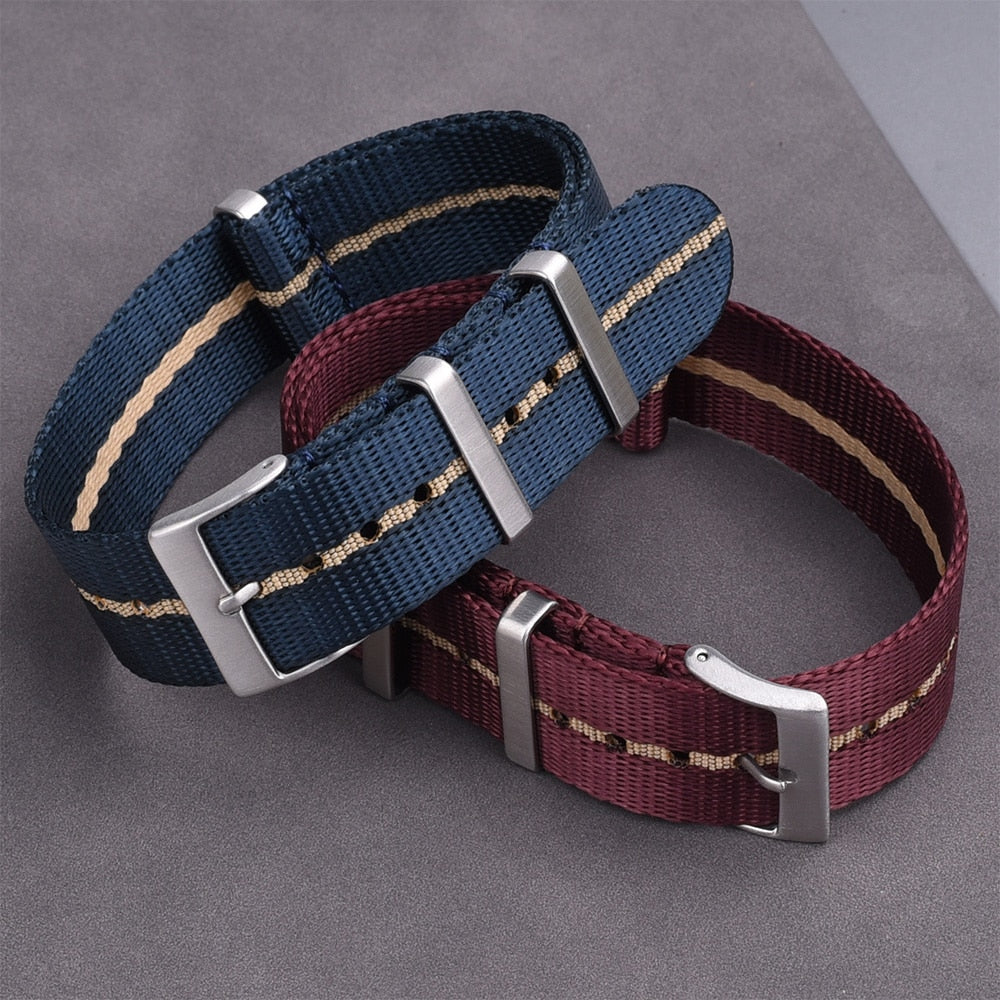 Premium Quality Smooth Nylon Strap 20mm 22mm Bracelet Pin Buckle SeatBelt Watch Bands For Men's Watch Accessories
