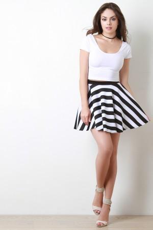 Black and White Striped Skater Skirt test