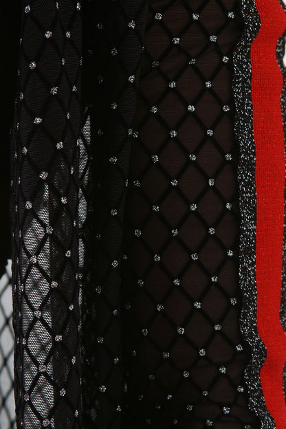 Glitter Dotted Lattice Mesh Cardigan with Leggings Set test