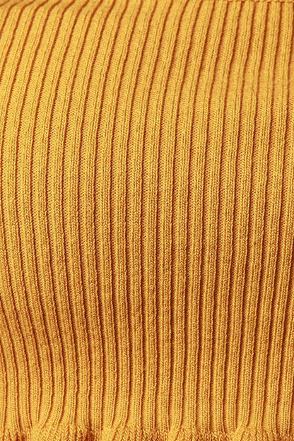 Rib Knit Ruffle Bardot Crop Top and Leggings Set